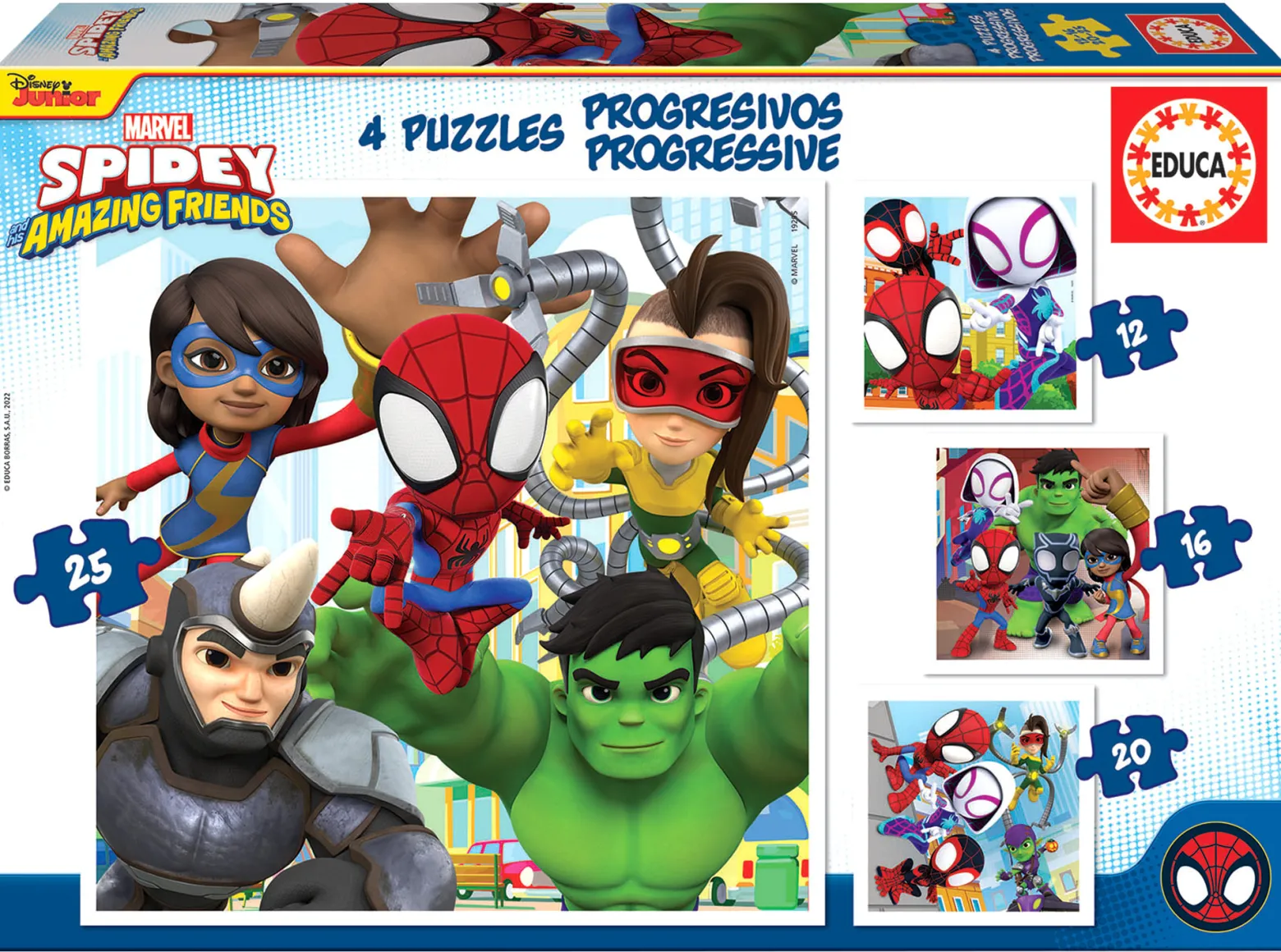 Puzzle 12 el. + 16 el. + 20 el. + 25 el. Spidey i Super-Kumple