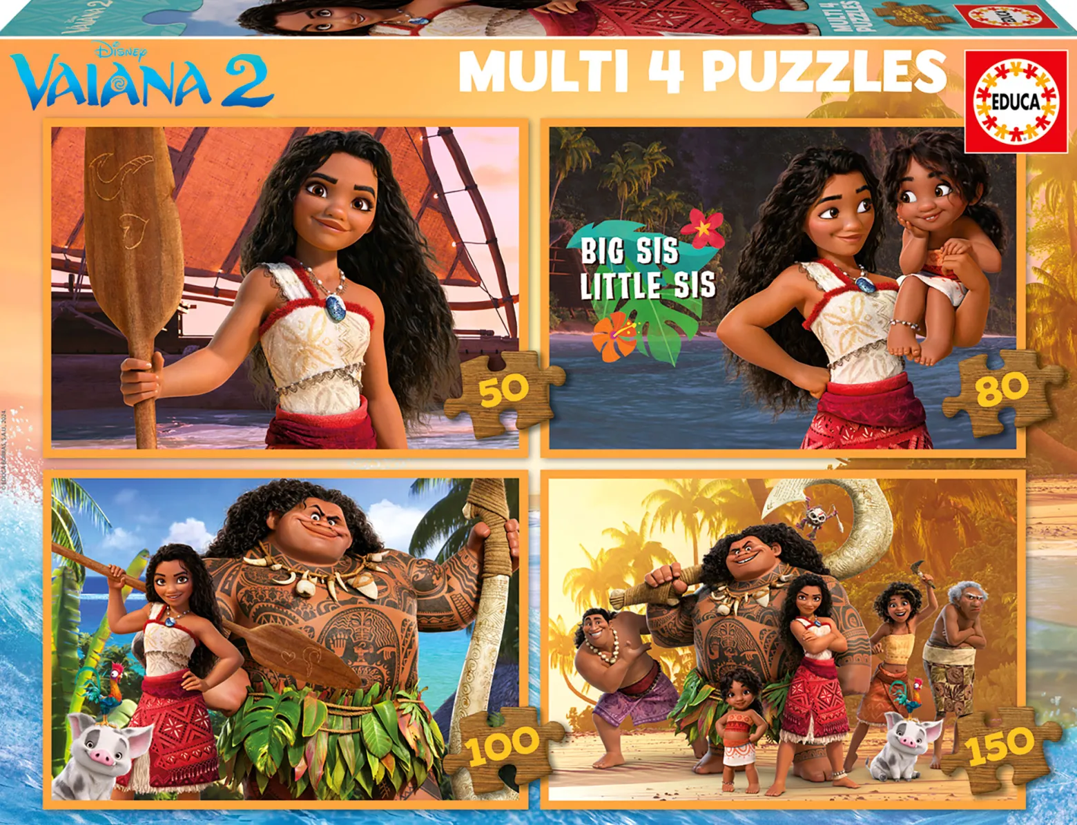 Puzzle 50 el. + 80 el. + 100 el. + 150 el. Vaiana 2