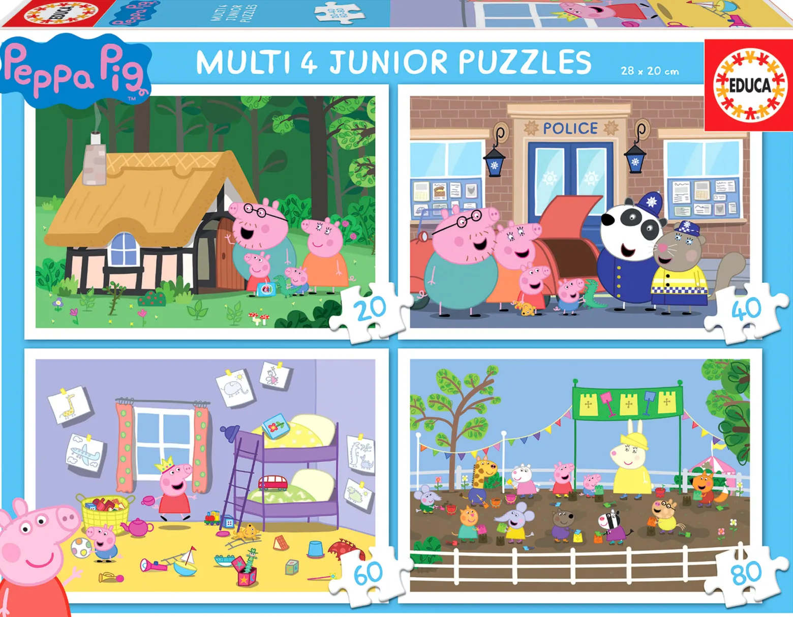 Puzzle 20 el. + 40 el. + 60 el. + 80 el. Świnka Peppa