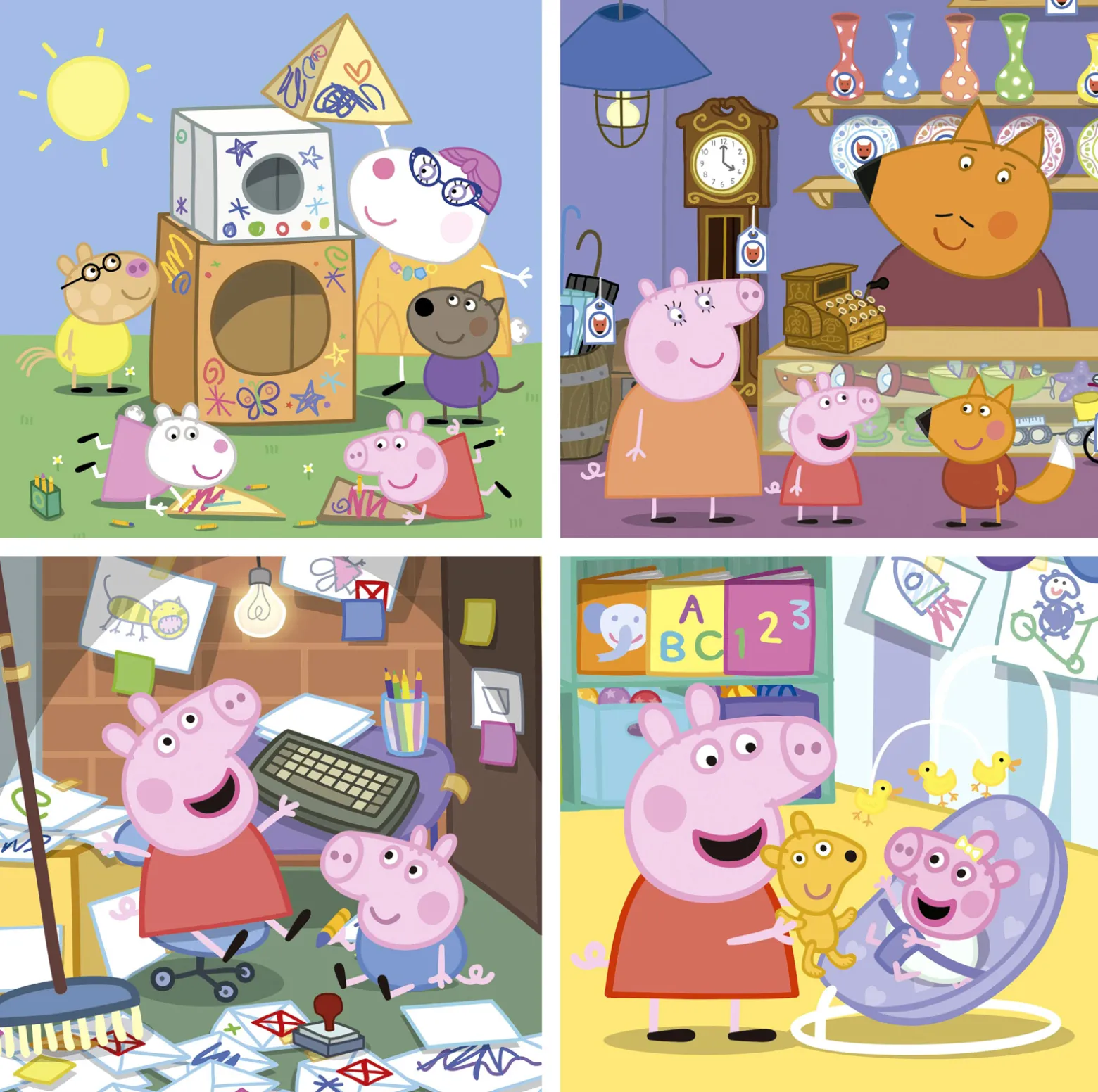 Puzzle 12 el. + 16 el. + 20 el. + 25 el. Świnka Peppa