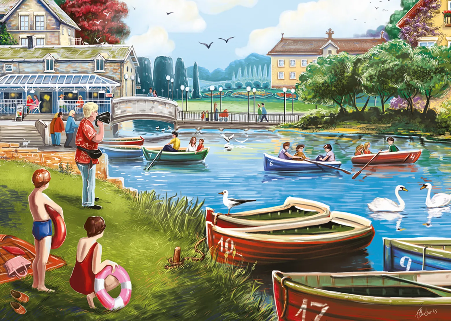 Puzzle 1000 el. FALCON Przystań nad jeziorem