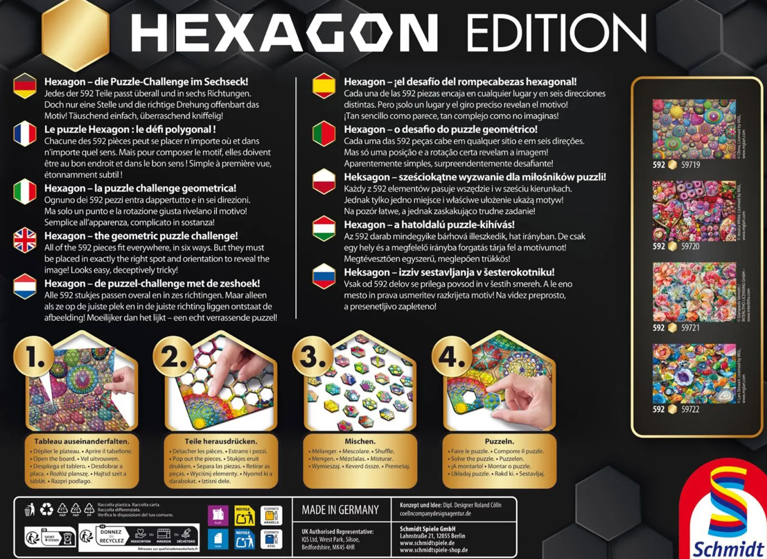 Puzzle 592 el. HEXAGON Mandala