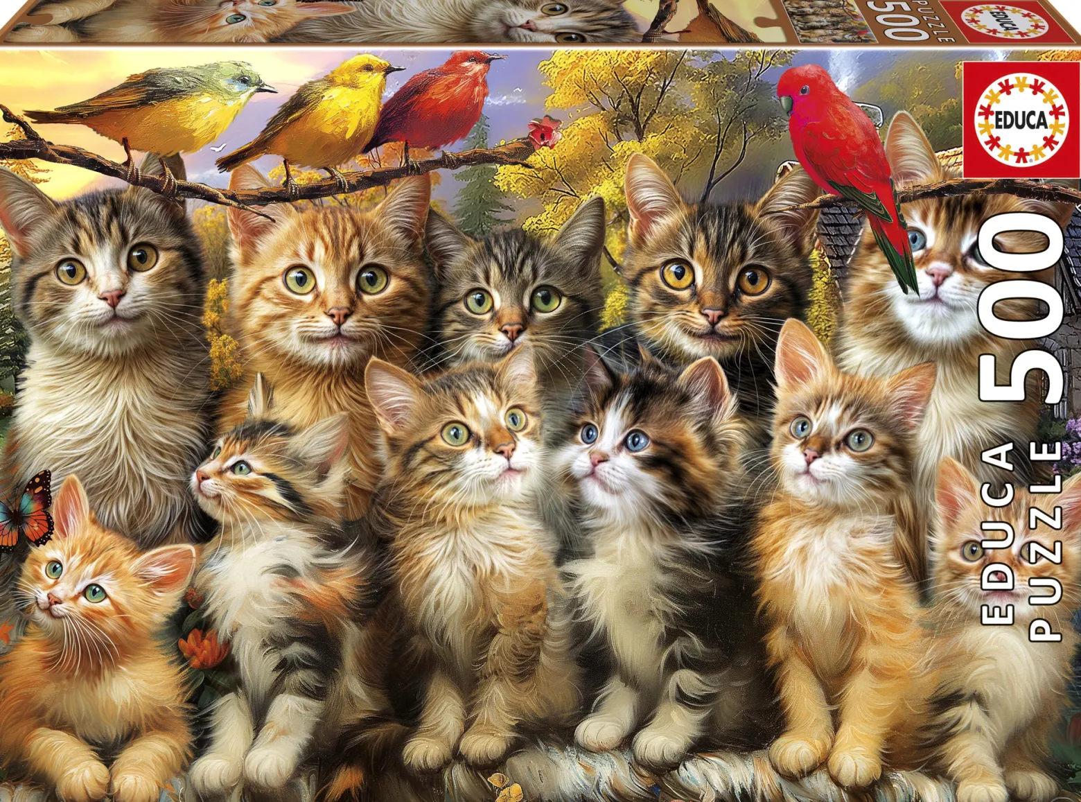 Puzzle 500 el. Kocięta i ptaki