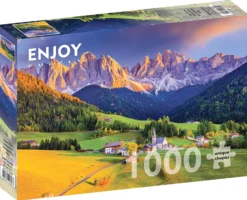 Puzzle 1000 el. Kościół w Dolomitach / Włochy