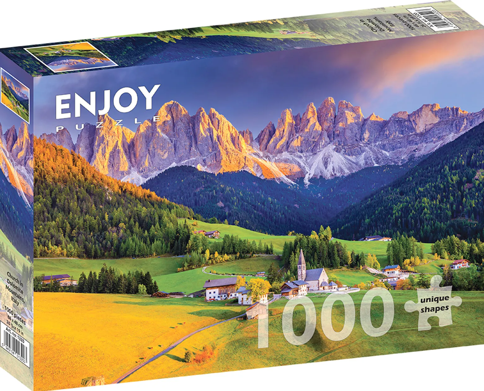 Puzzle 1000 el. Kościół w Dolomitach / Włochy