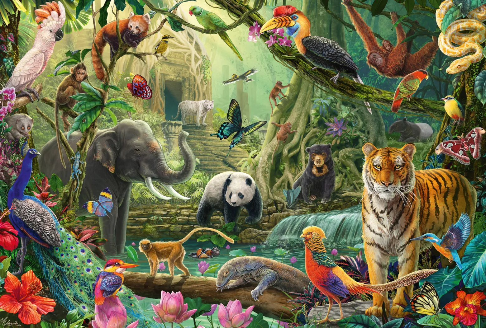 Puzzle 100 el. Kolorowa dżungla