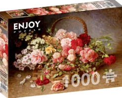 Puzzle 1000 el. Kosz pełen róż i goździków, Hans Buchner