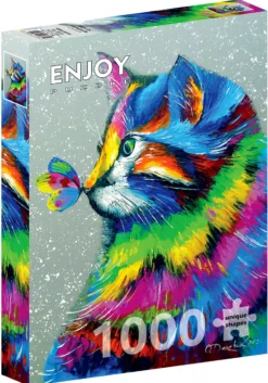 Puzzle 1000 el. Kot i motyl