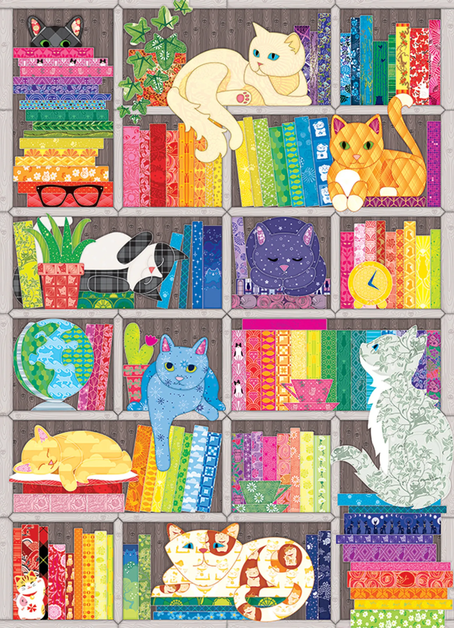 Puzzle 1000 el. Koty i książki