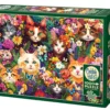 Puzzle 1000 el. Koty wśród kwiatów