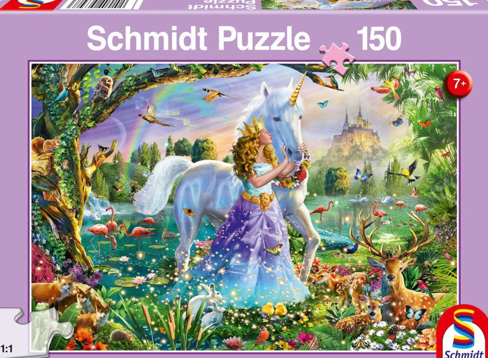 Puzzle 150 el. Księżniczka, jednorożec, zamek