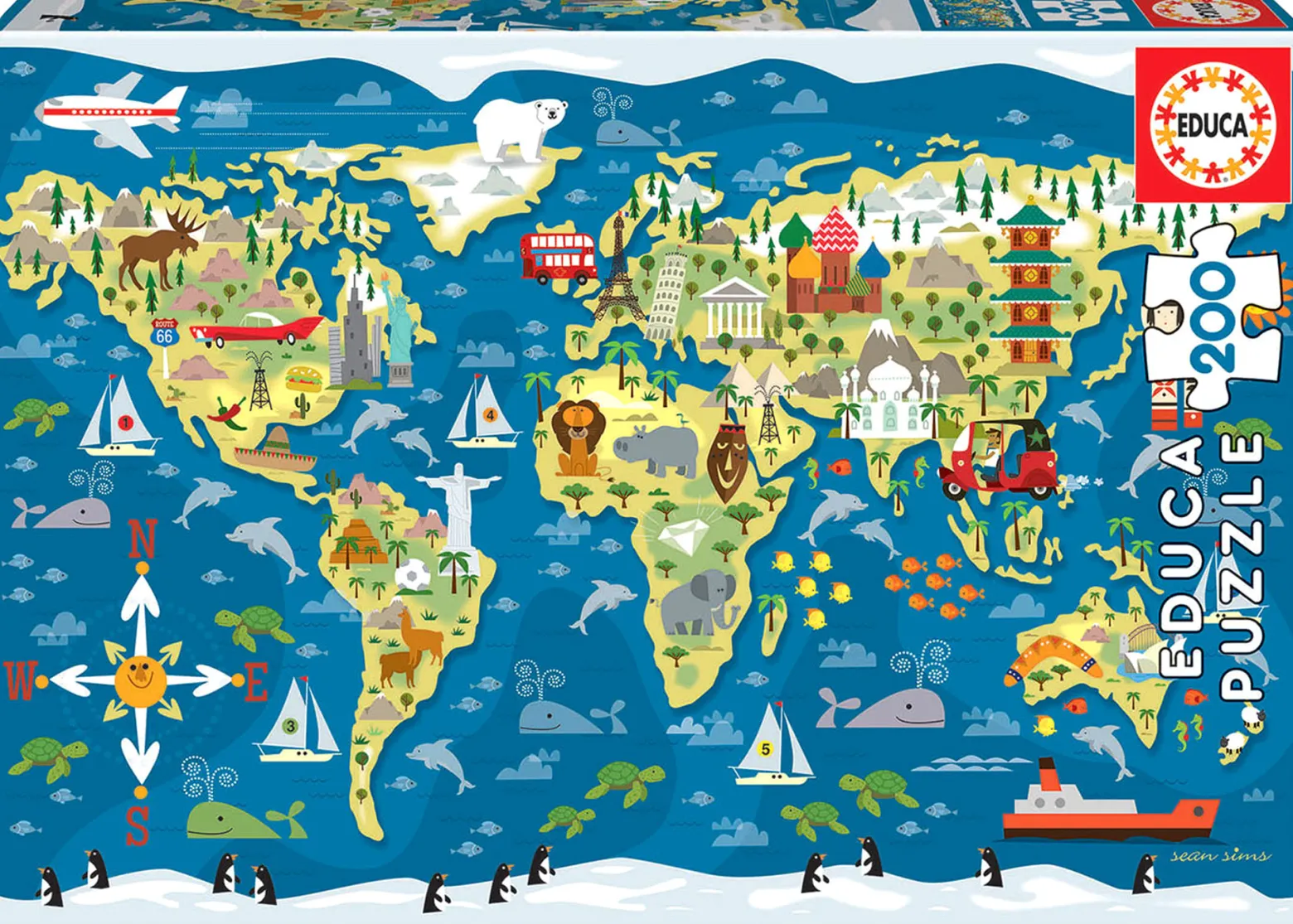 Puzzle 200 el. Mapa świata
