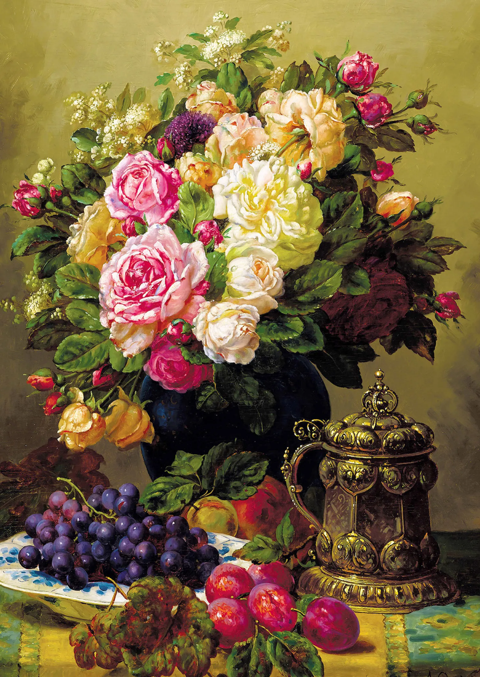 Puzzle 1000 el. Martwa natura z różami, Jean-Baptiste Robie