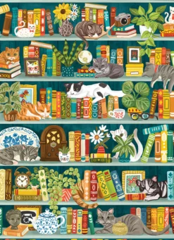 Puzzle 1000 el. Miejsce dla książek i kotów