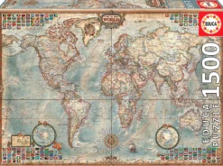Puzzle 1500 el. Polityczna mapa świata (retro)