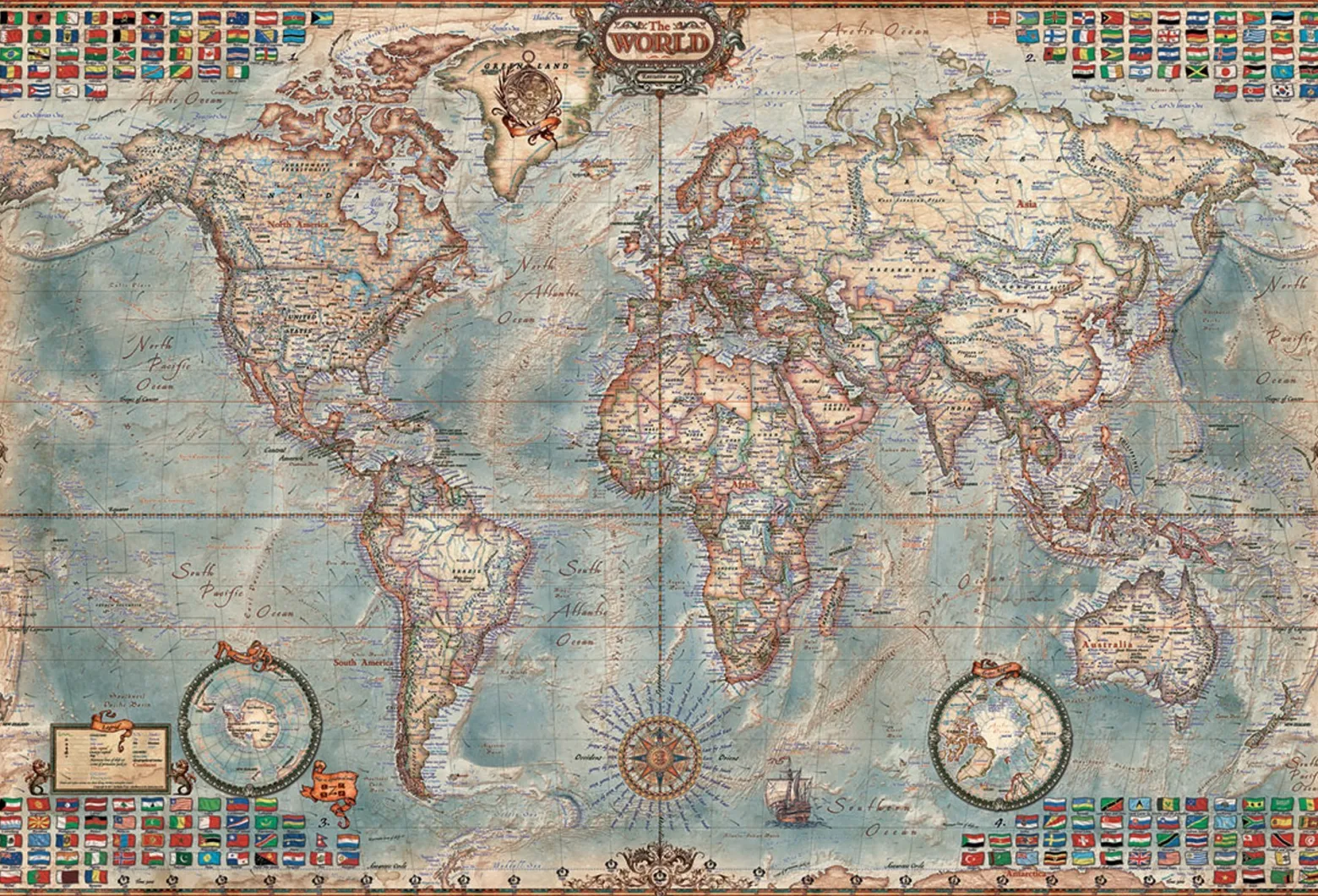 Puzzle 4000 el. Polityczna mapa świata (retro)