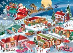 Puzzle 350 el. Przelot Świętego Mikołaja
