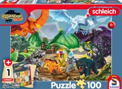 Puzzle 100 el. SCHLEICH / ELDRADOR Bitwa o Super Kryształ + figurka