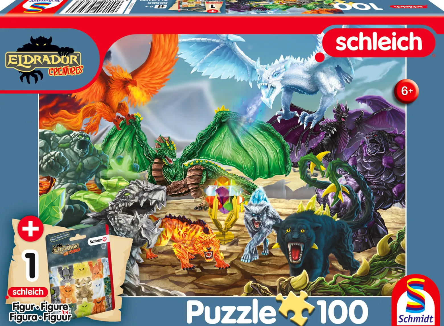 Puzzle 100 el. SCHLEICH / ELDRADOR Bitwa o Super Kryształ + figurka