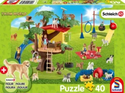 Puzzle 40 el. SCHLEICH Szczęśliwe psy + figurka