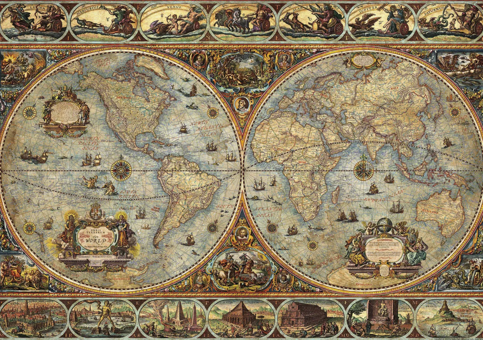 Puzzle 1000 el. Stara mapa świata