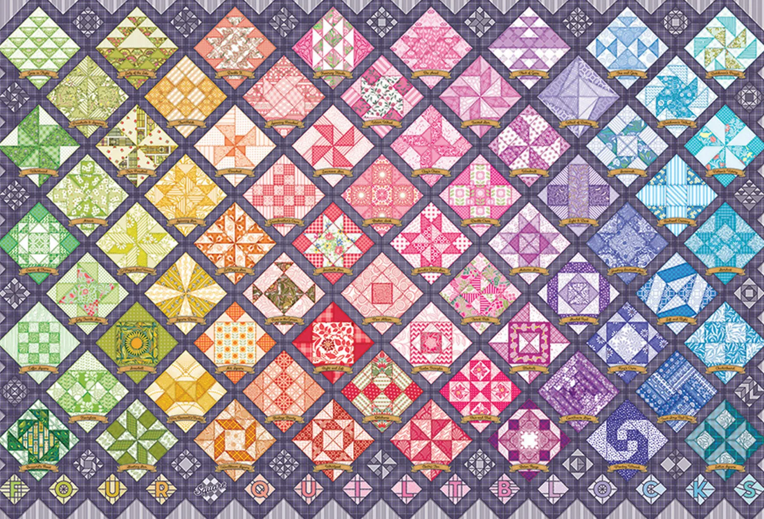 Puzzle 2000 el. Tęczowy patchwork