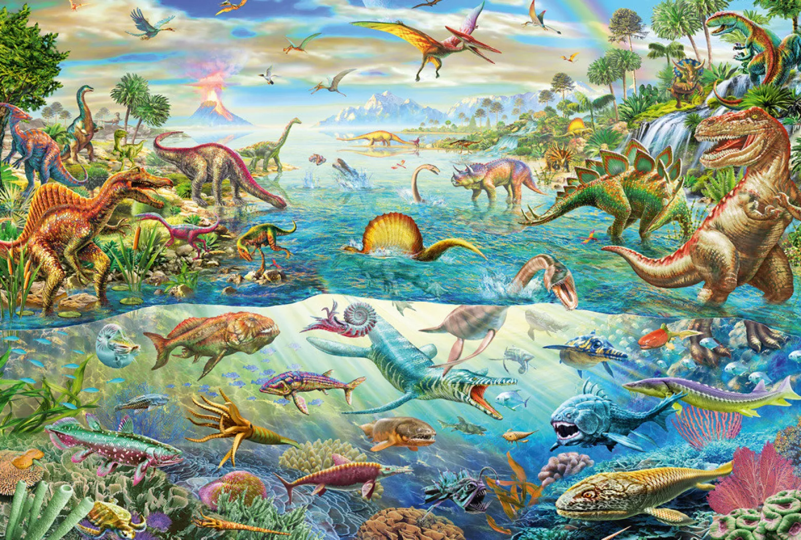 Puzzle 200 el. Świat dinozaurów