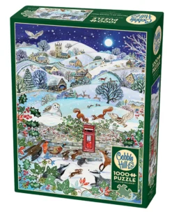 Puzzle 1000 el. Wieś zimową nocą