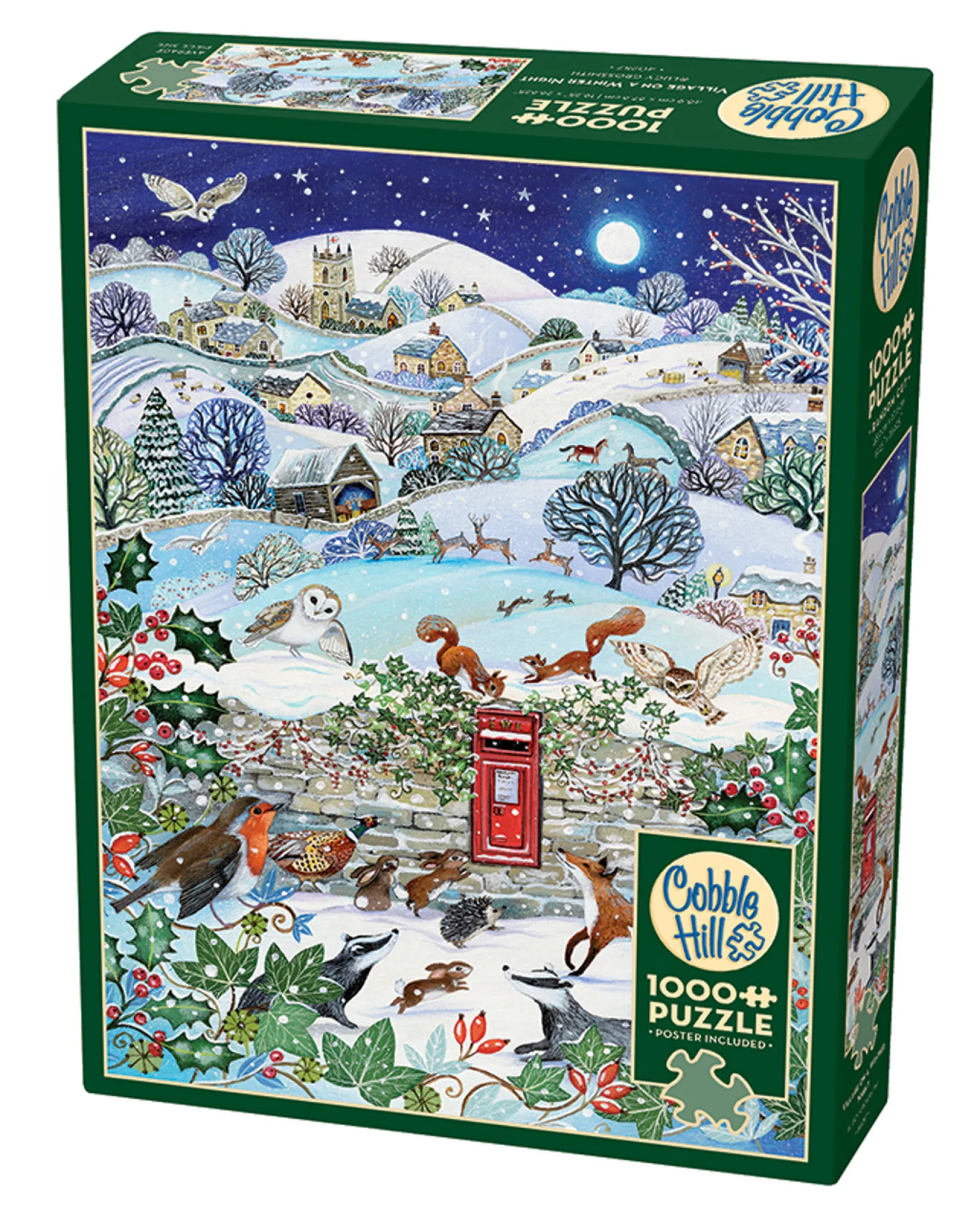 Puzzle 1000 el. Wieś zimową nocą