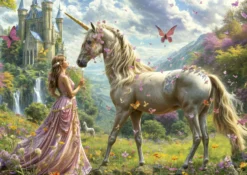 Puzzle 500 el. Wróżka, jednorożec i motyl