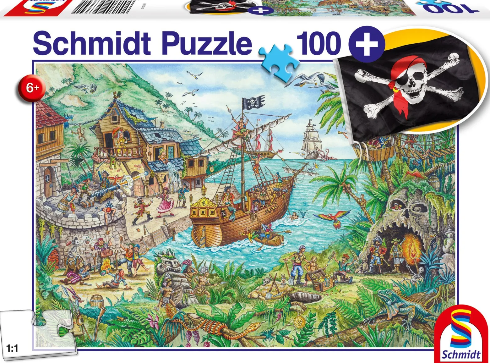 Puzzle 100 el. Zatoka piratów + flaga