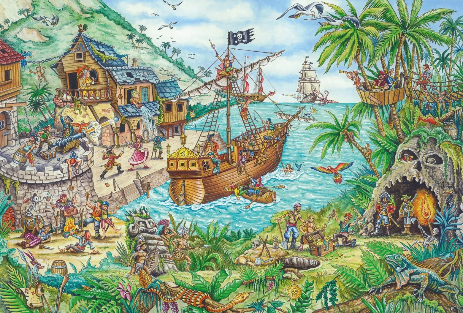 Puzzle 100 el. Zatoka piratów + flaga