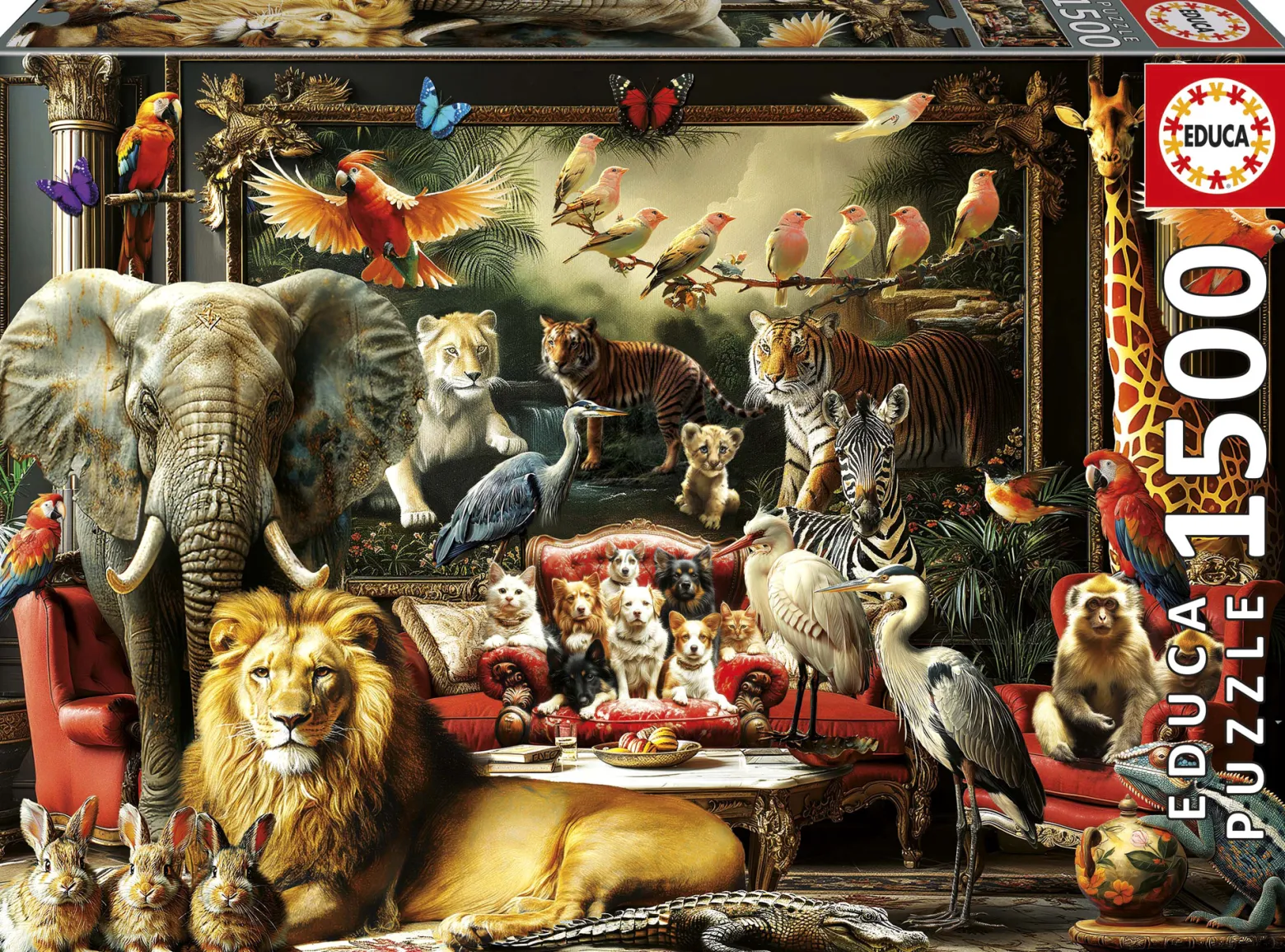 Puzzle 1500 el. Zwierzęta w salonie