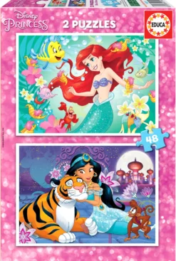 Puzzle 2 x 48 el. Aladyn / Mała Syrenka