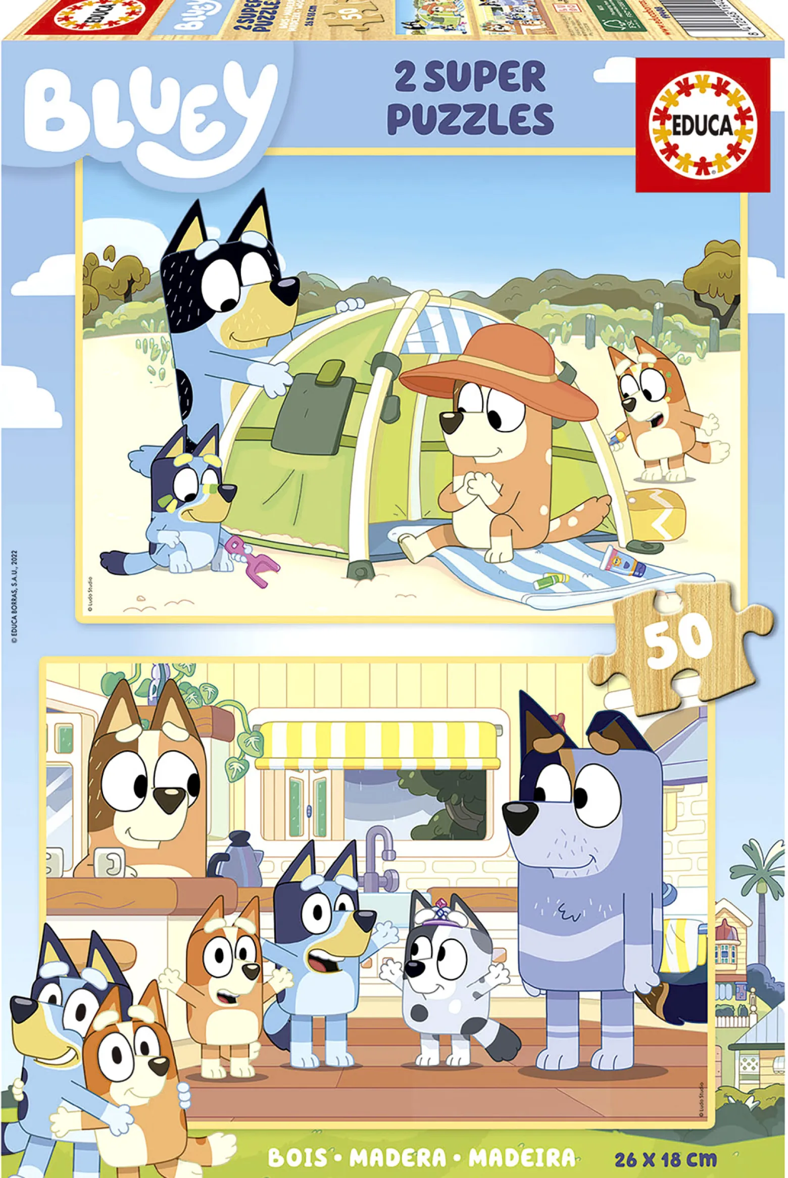 Puzzle 2 x 50 el. Blue (drewniane)