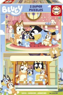 Puzzle 2 x 16 el. Blue (drewniane)