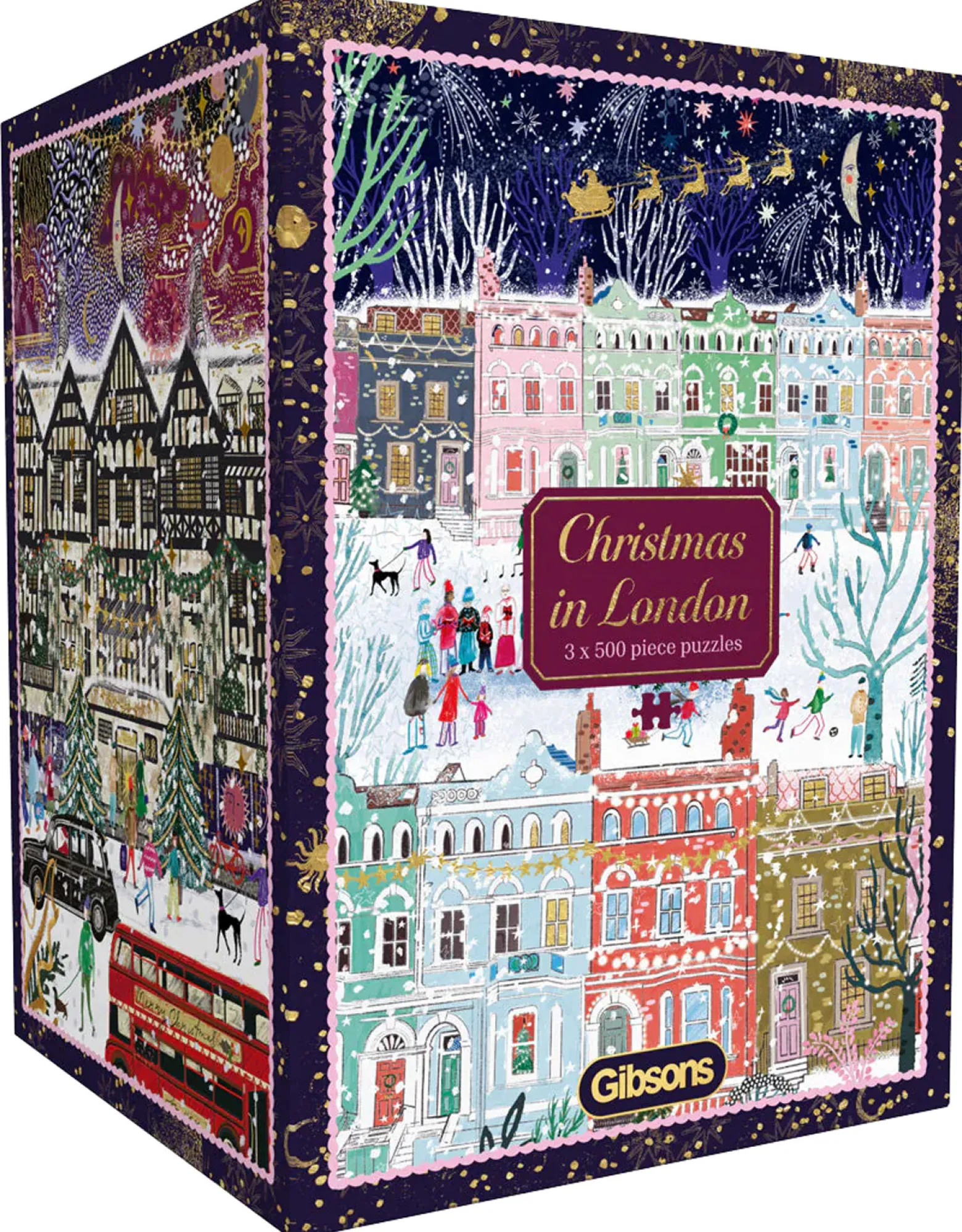 Puzzle 3 x 500 el. Boże Narodzenie w Londynie