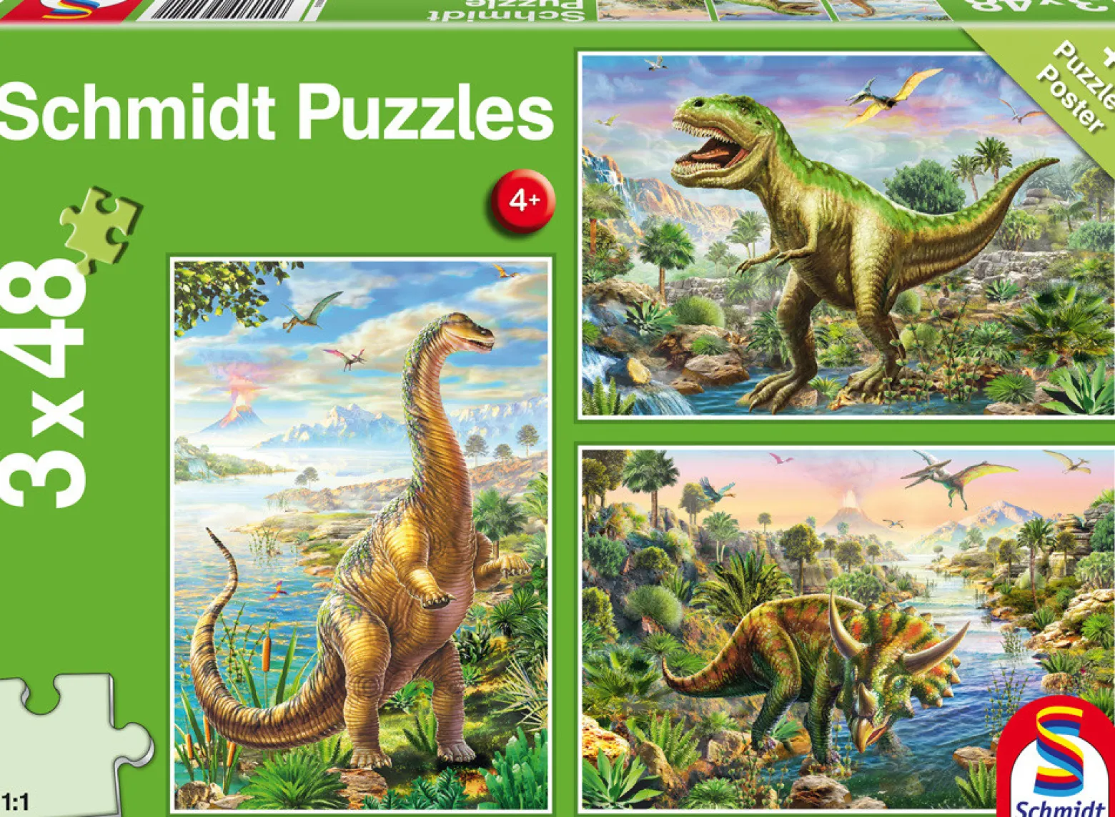 Puzzle 3 x 48 el. Dinozaury