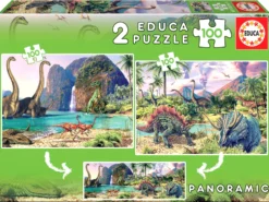 Puzzle 2 x 100 el. Dinozaury (panorama)