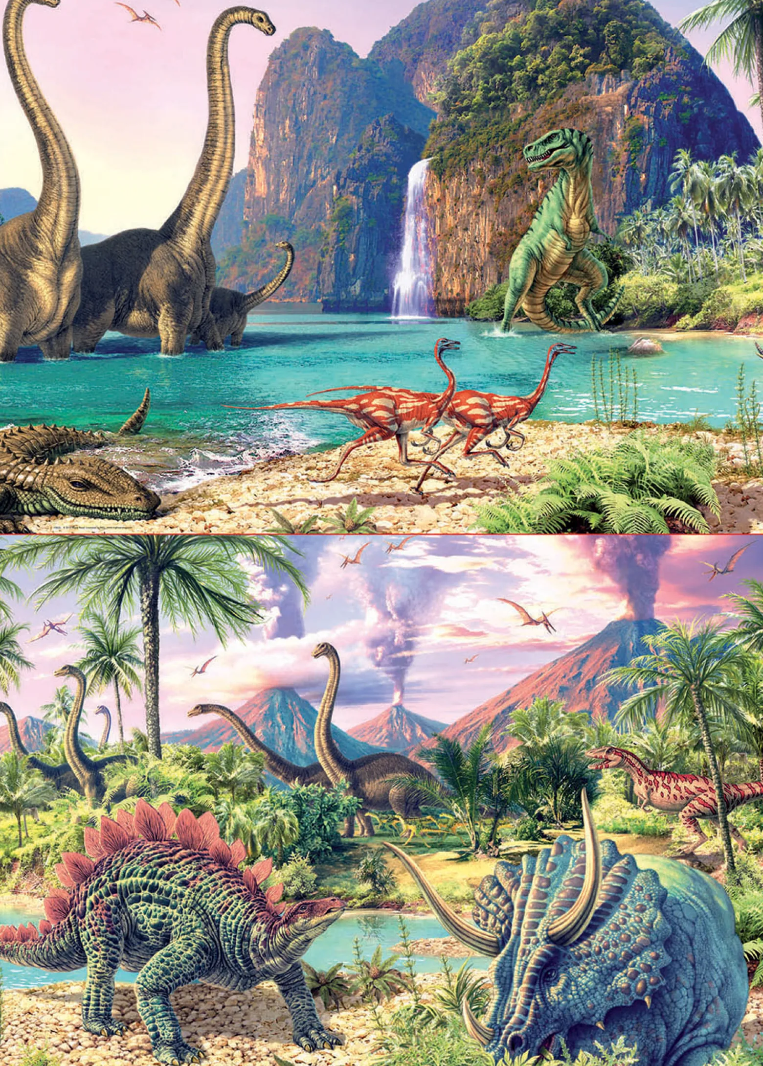 Puzzle 2 x 100 el. Dinozaury (panorama)