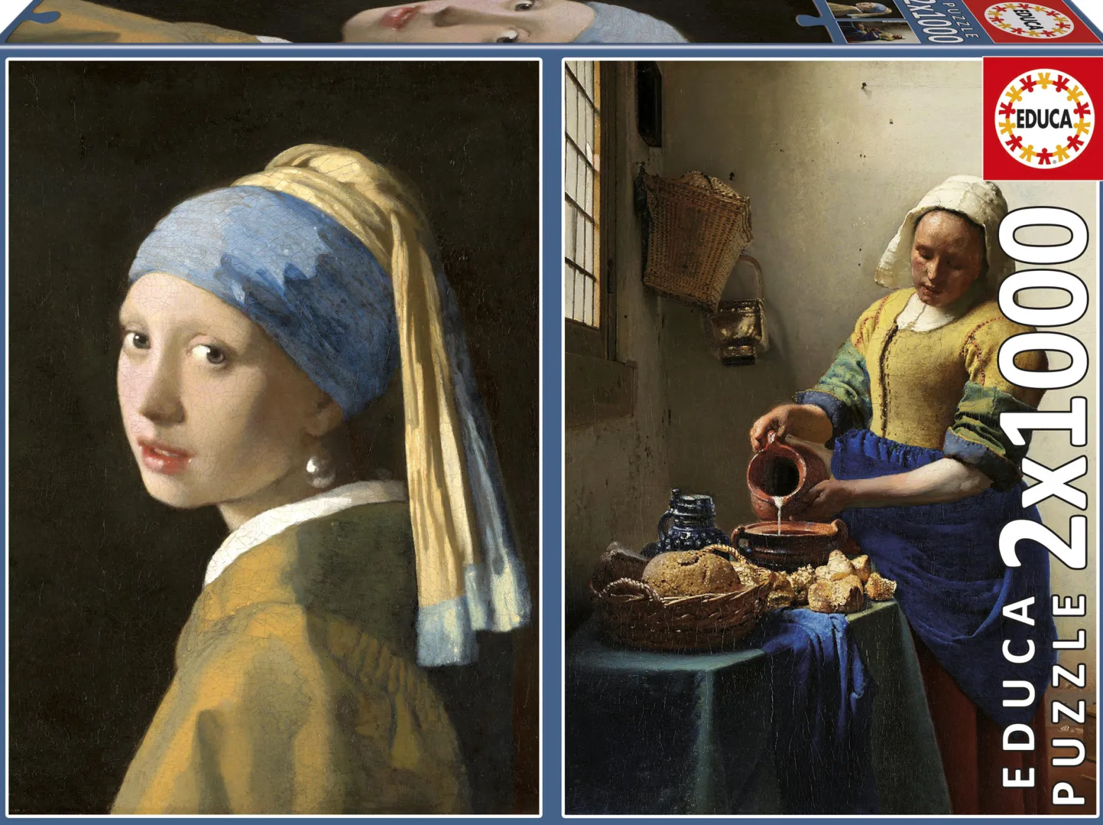 Puzzle 2 x 1000 el. Dziewczyna z perłą / Mleczarka, Johannes Vermeer