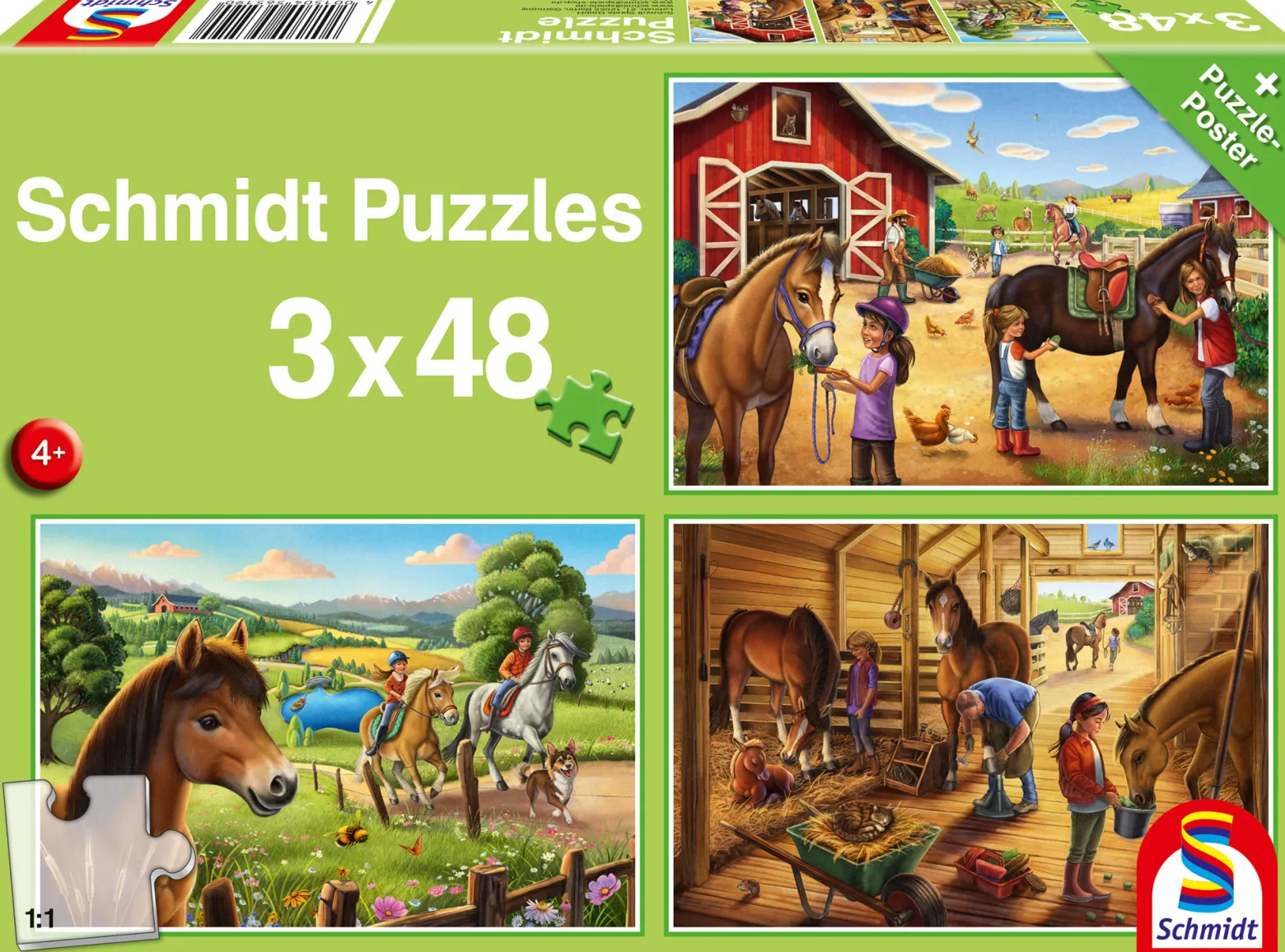Puzzle 3 x 48 el. Konie