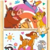 Puzzle 2 x 16 el. Król Lew / Bambi (drewniane)
