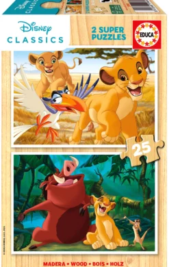 Puzzle 2 x 25 el. Król Lew (drewniane)