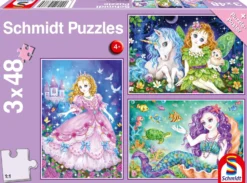 Puzzle 3 x 48 el. Księżniczka, wróżka, syrenka