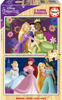 Puzzle 2 x 50 el. Księżniczki z bajek Disneya (drewniane)