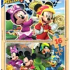 Puzzle 2 x 16 el. Myszka Miki i raźni rajdowcy (drewniane)