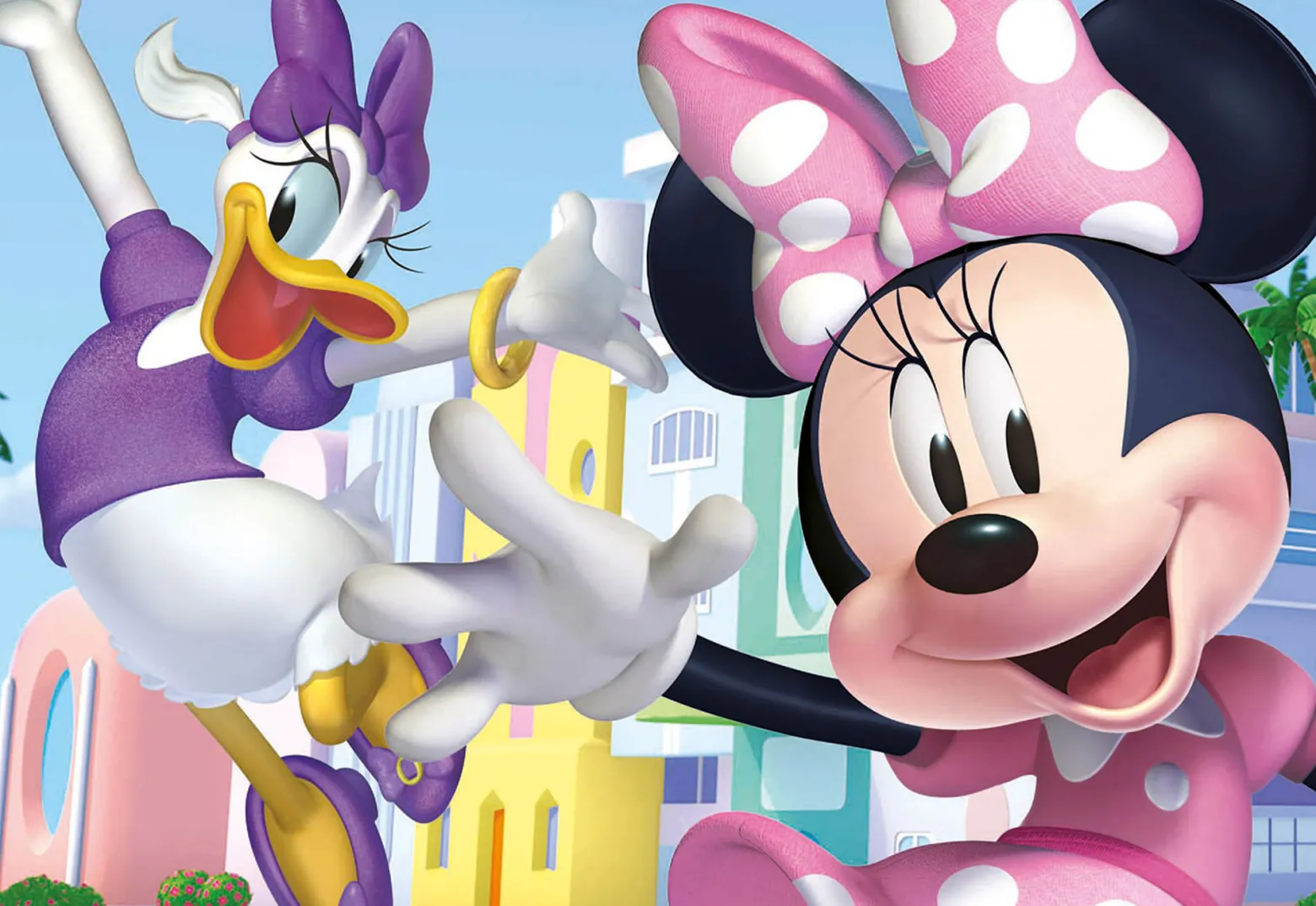 Puzzle 2 x 50 el. Myszka Minnie / Daisy (drewniane)
