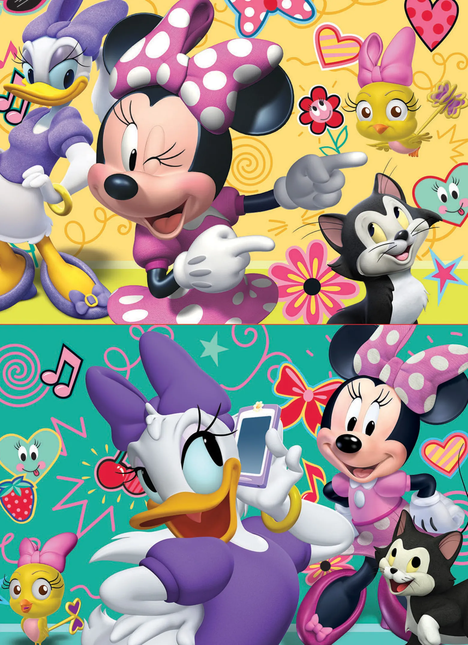 Puzzle 2 x 16 el. Myszka Minnie / Daisy (drewniane)