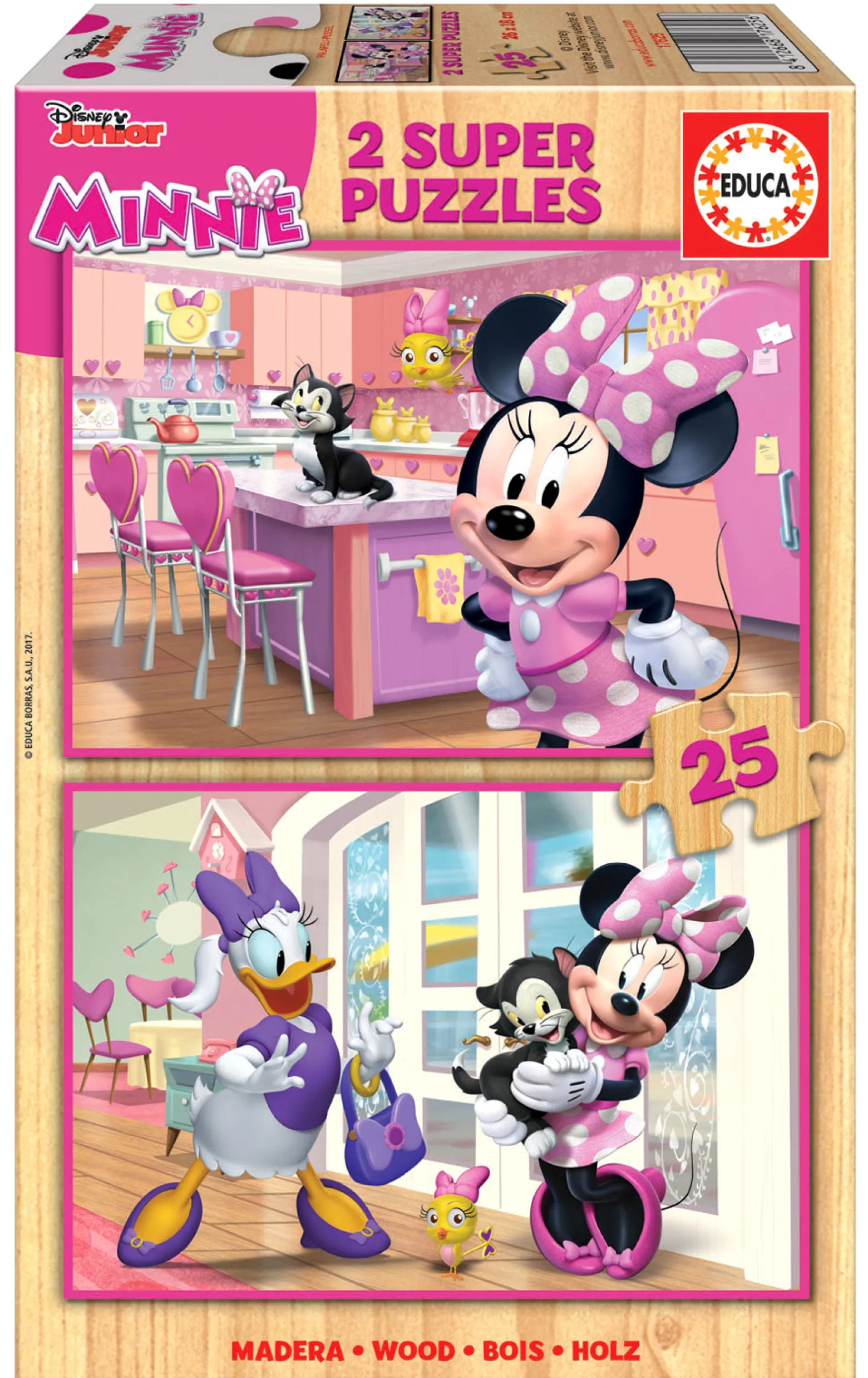 Puzzle 2 x 25 el. Myszka Minnie / Daisy (drewniane)